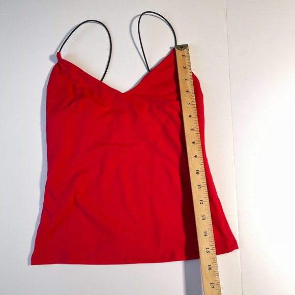 Revamped Red V-Neck Tank Top with Black Skinny Straps Size Small - Picture 7 of 7